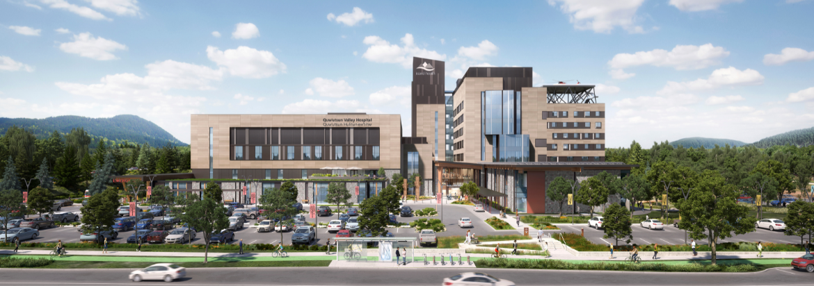 View of Quw'utsun Valley Hospital/Quw'utsun Hulitun-ew't-hw from Bell McKinnon Road